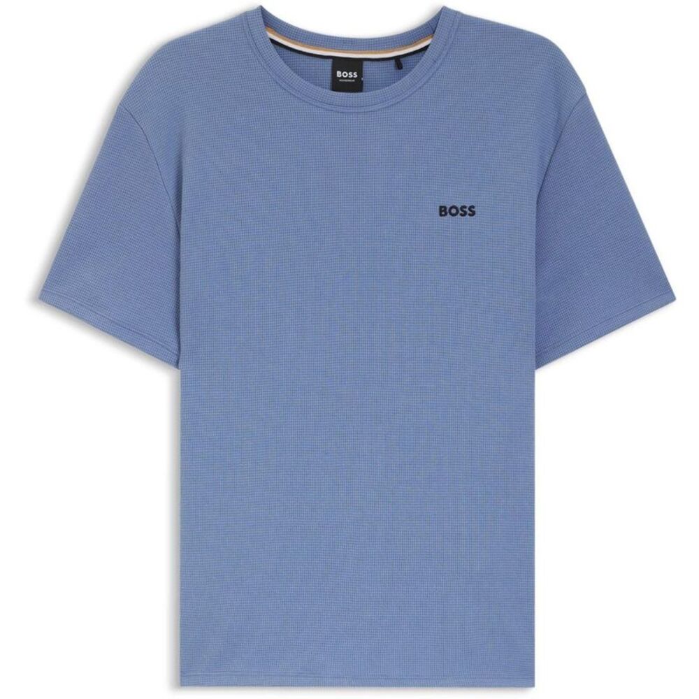 Boss Mens Waffle Knit Structured Pajama Top / Pastel Blue